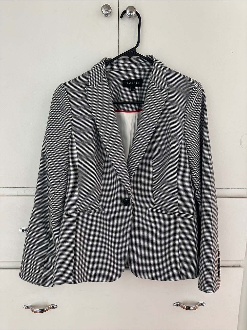 Talbots black & white houndstooth blazer - size 2